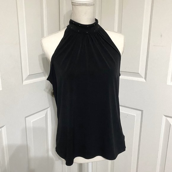 MICHAEL Michael Kors Tops - L Michael Kors Black Sleeveless Top w/Embellished Neckline